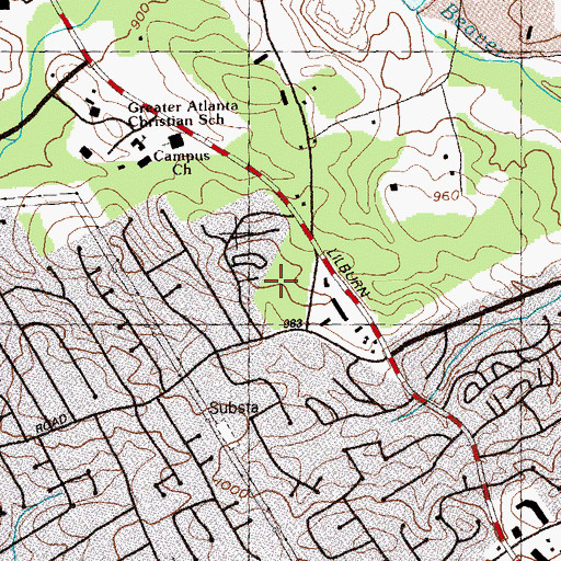 Topographic Map of Tree Trail Village Shopping Center, GA