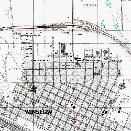 Topographic Map of Winslow Public Library, AZ