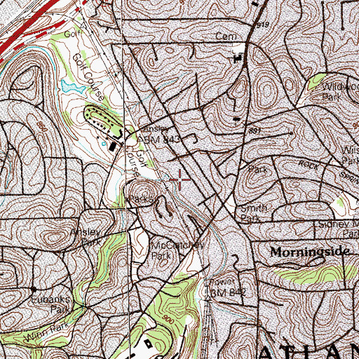 Topographic Map of Ansley Mall Shopping Center, GA