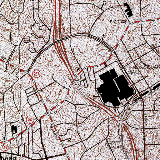 Topographic Map of Around Lenox Shopping Center, GA