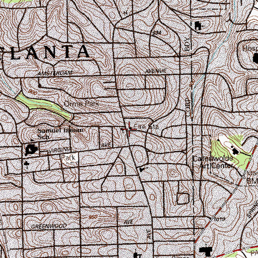 Topographic Map of Atlanta Fire - Rescue Station 19, GA