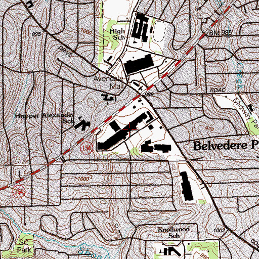Topographic Map of Belvedrere Plaza Post Office, GA