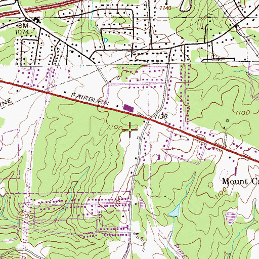 Topographic Map of Fairburn Station Shopping Center, GA