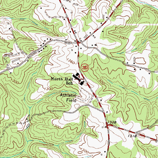 Topographic Map of North Hall High School, GA