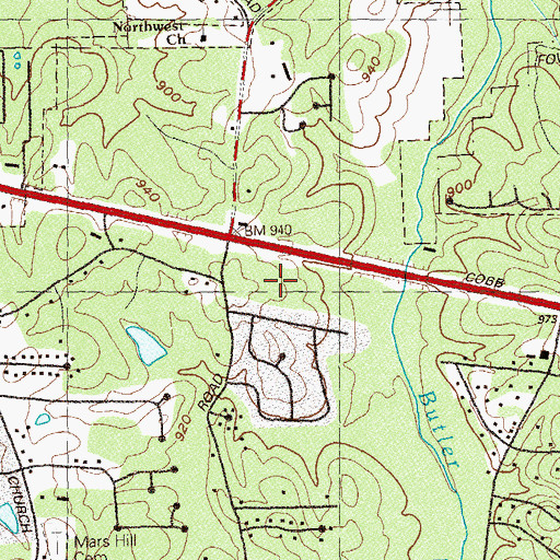Topographic Map of Acworth West Shopping Center, GA