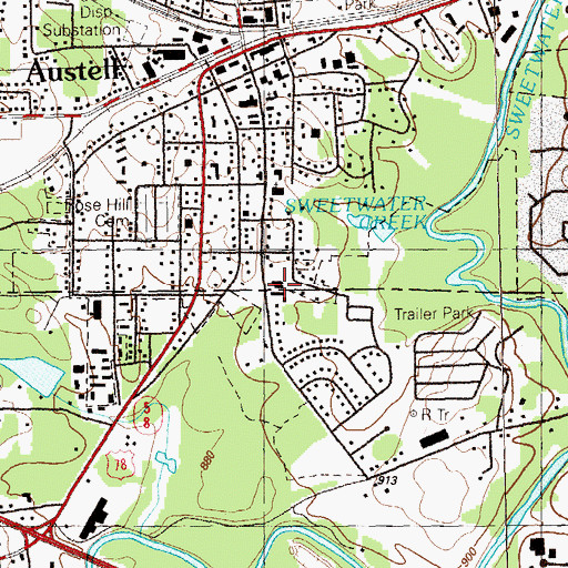 Topographic Map of Austell Health Center, GA