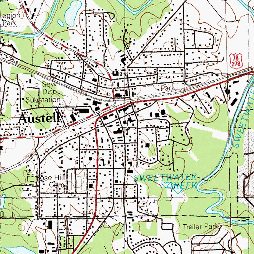 Topographic Map of Austell Presbyterian Church, GA