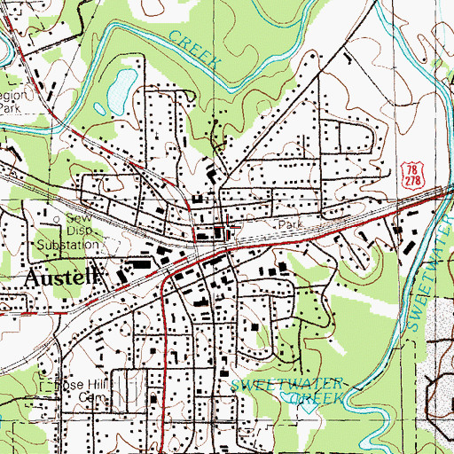 Topographic Map of Cumberland Charter Area Middle School, GA