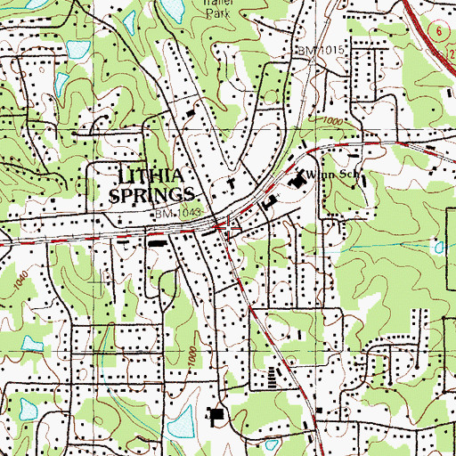 Topographic Map of Lithia Springs City Hall, GA
