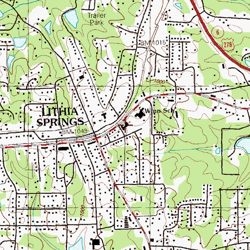 Topographic Map of Lithia Springs Free Baptist Church, GA