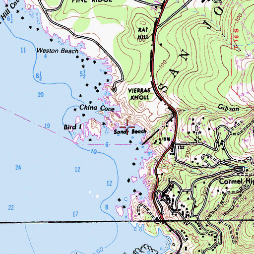 Topographic Map of Sandy Beach, CA