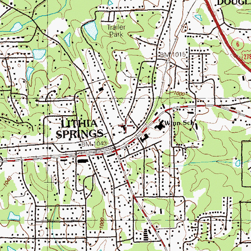 Topographic Map of Lithia Springs United Methodist Church, GA