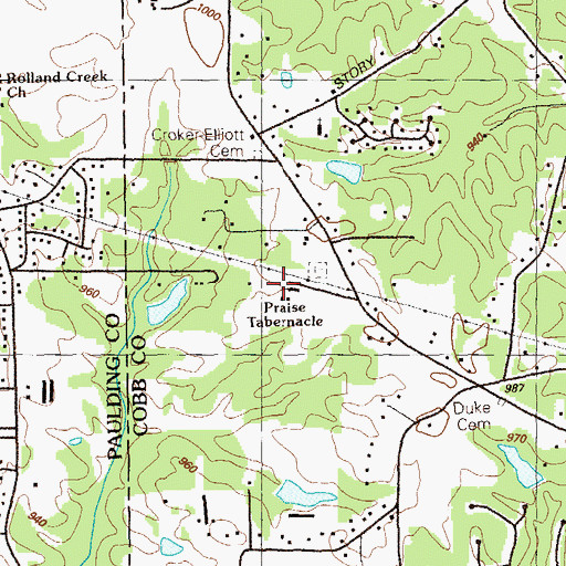 Topographic Map of Praise Academy, GA