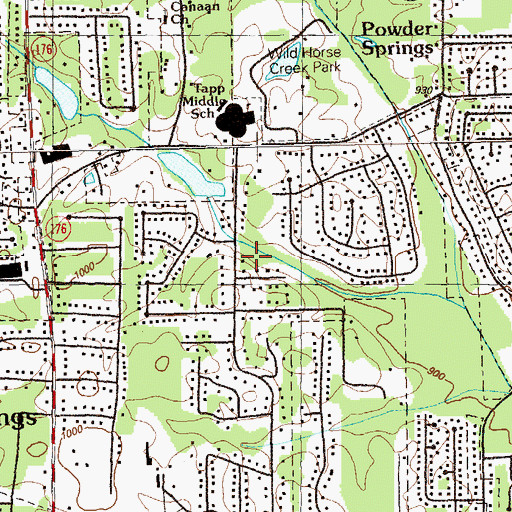 Topographic Map of West Cobb Plaza Shopping Center, GA
