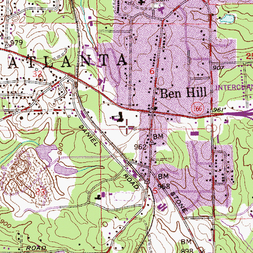 Topographic Map of Ben Hill Park Recreation Center, GA