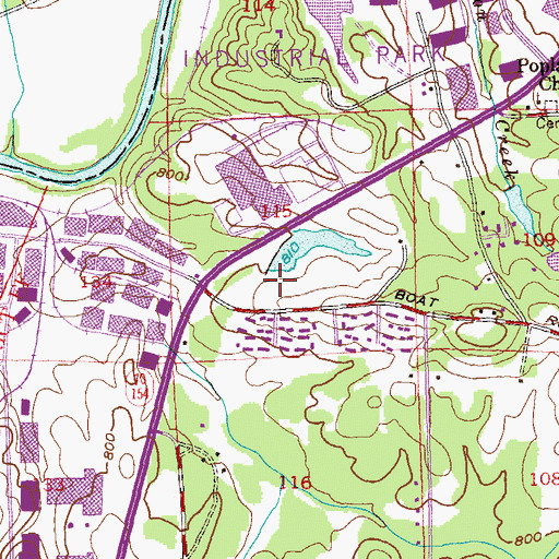 Topographic Map of Boat Rock Library, GA