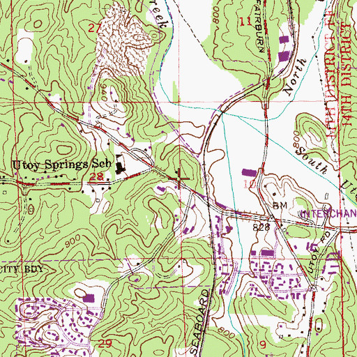 Topographic Map of Cascade Adventist Elementary School, GA