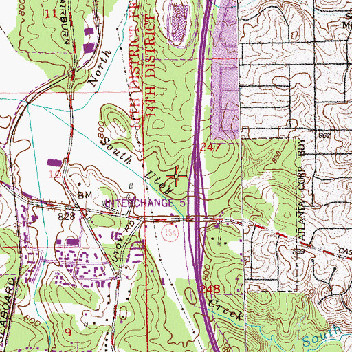 Topographic Map of Perimeter West Shopping Center, GA
