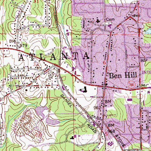 Topographic Map of Southwest Atlanta Christian Academy, GA