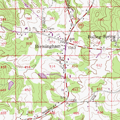 Topographic Map of Birmingham Park Recreation Center, GA