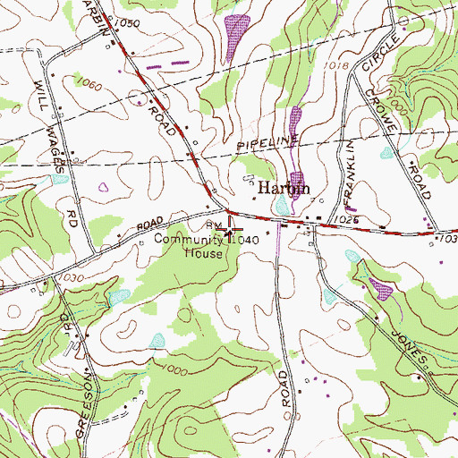 Topographic Map of Harbins Recreation Center, GA