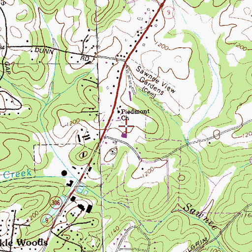 Topographic Map of Piedmont Learning Center, GA