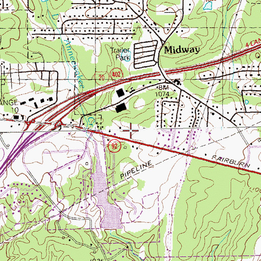Topographic Map of Cloverleaf Village Shopping Center, GA