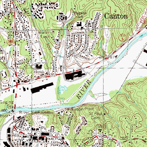 Topographic Map of Canton Mill Commons Shopping Center, GA