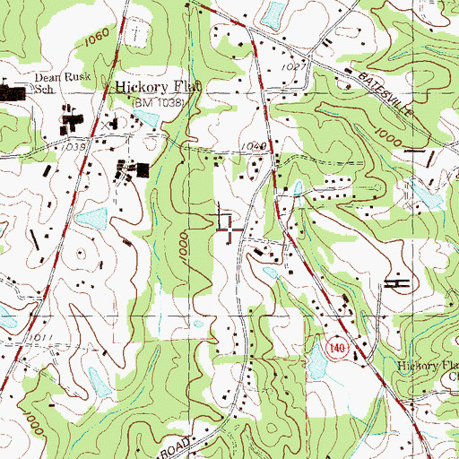 Topographic Map of Cherokee County Sheriff's Office Hickory Flat Precinct, GA