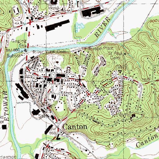 Topographic Map of Cherokee County Public Safety Building, GA