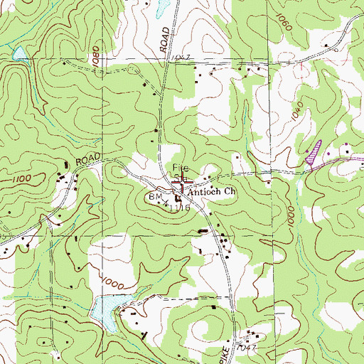 Topographic Map of Hickory Flat Fire Department Station 32, GA