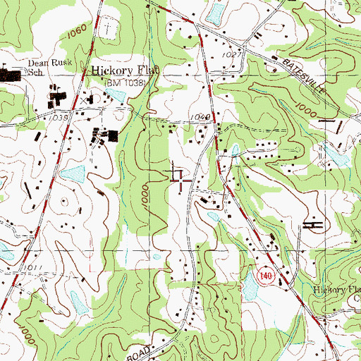 Topographic Map of Hickory Flat Fire Department Station 23, GA