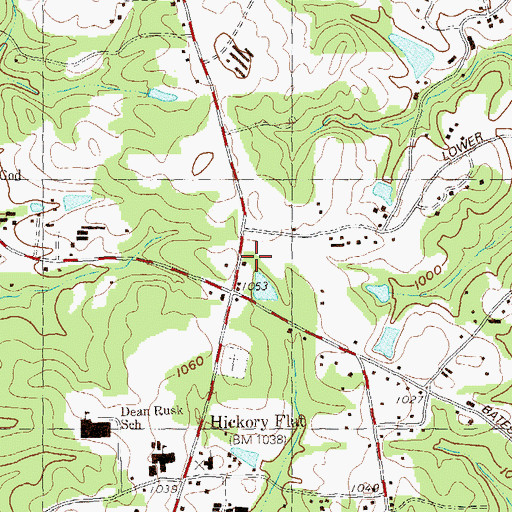 Topographic Map of Hickory Flat Village Shopping Center, GA