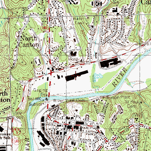 Topographic Map of Riverplace Shopping Center, GA