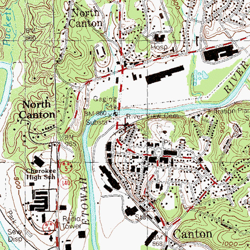 Topographic Map of Shady Hook Shopping Center, GA