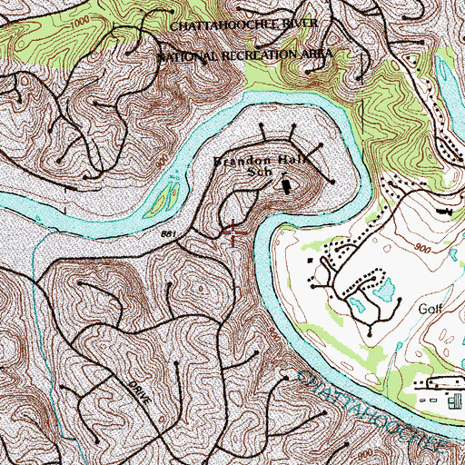 Topographic Map of Brandon Hall School, GA