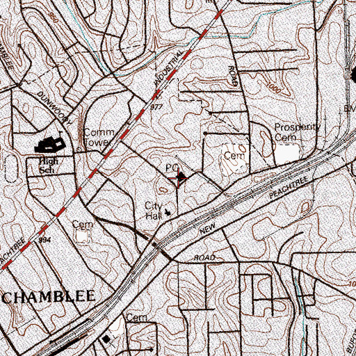 Topographic Map of Chamblee Post Office, GA