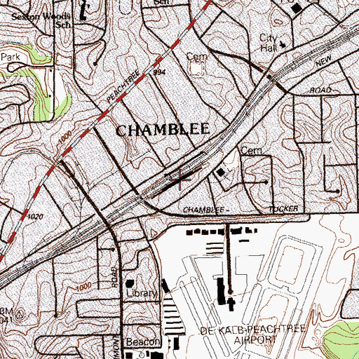 Topographic Map of Chamblee Station, GA