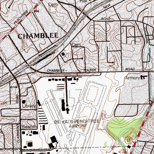 Topographic Map of DeKalb County Fire and Rescue Department Station 15, GA