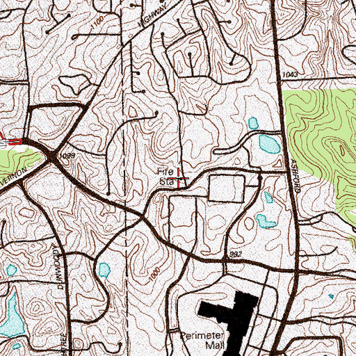 Topographic Map of DeKalb County Fire and Rescue Department Station 21, GA