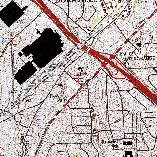 Topographic Map of Doraville City Hall, GA