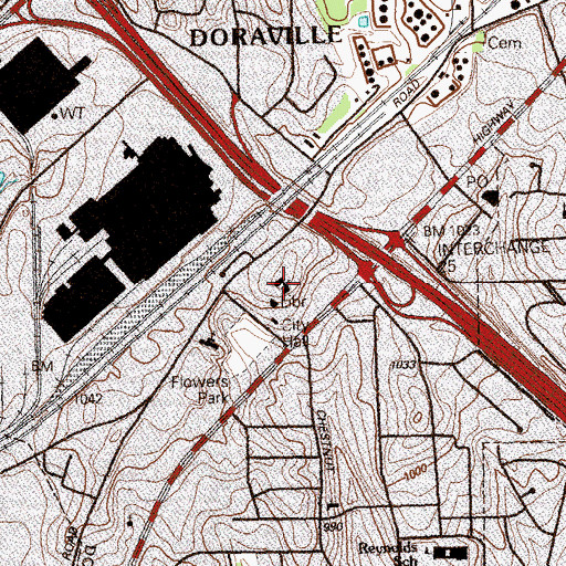 Topographic Map of Doraville Presbyterian Church, GA