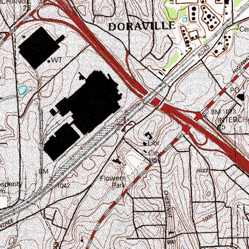 Topographic Map of Doraville Station, GA