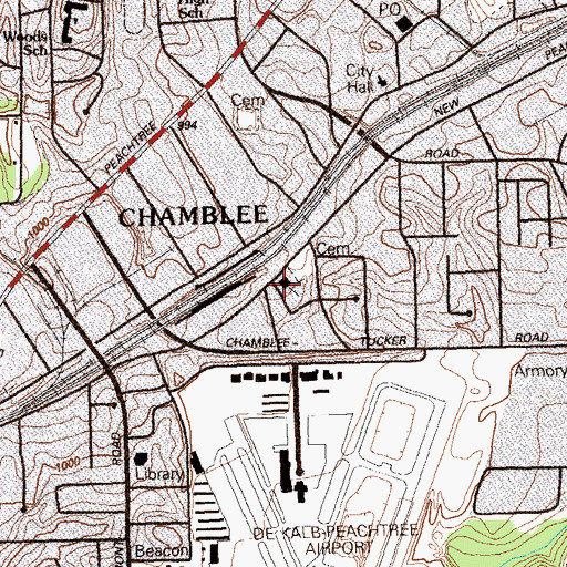 Topographic Map of First Baptist Church of Chamblee, GA