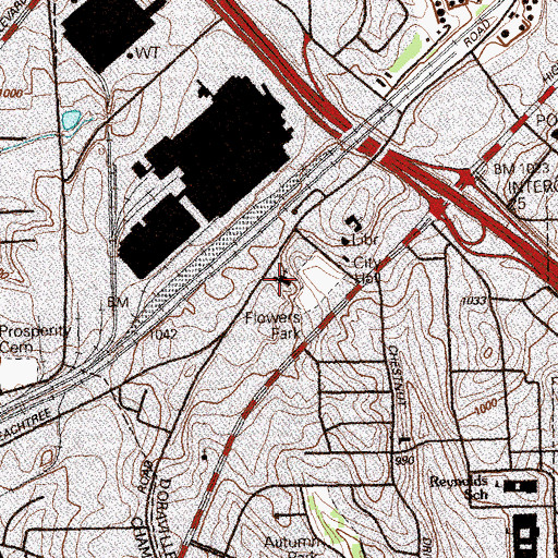 Topographic Map of First Baptist Church of Doraville, GA