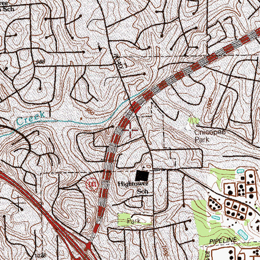 Topographic Map of Fridays Plaza Shopping Center, GA