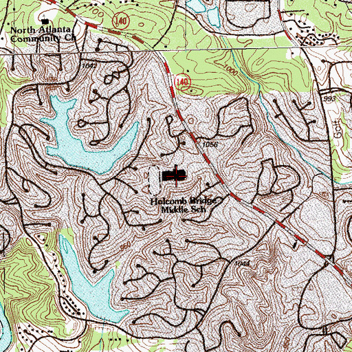 Topographic Map of Holcomb Bridge Middle School, GA