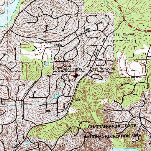 Topographic Map of Holcomb Bridge Post Office, GA