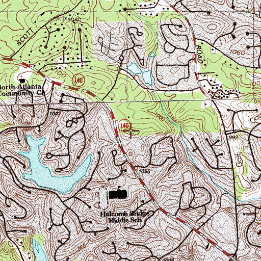Topographic Map of Holcomb Bridge School, GA
