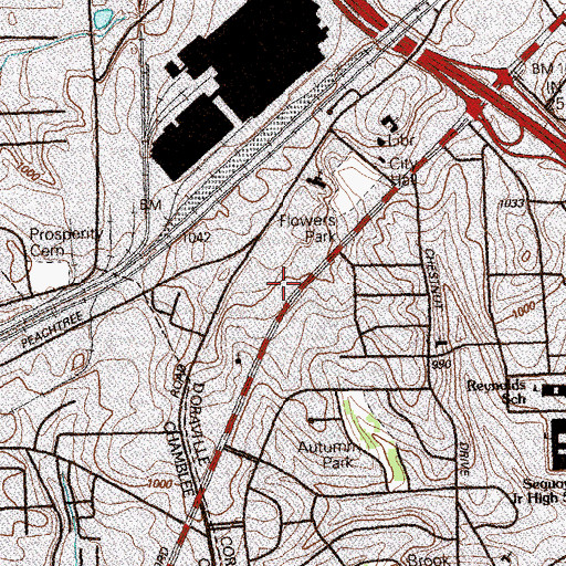 Topographic Map of Pinetree West Shopping Center, GA